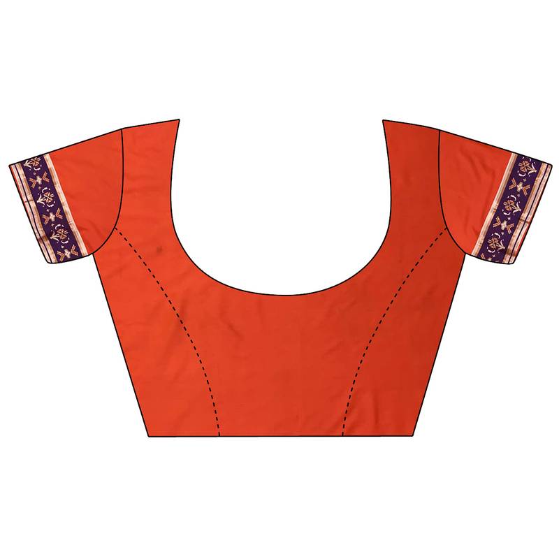 orange banarasi silk blend nature motifs zari weaving patola saree