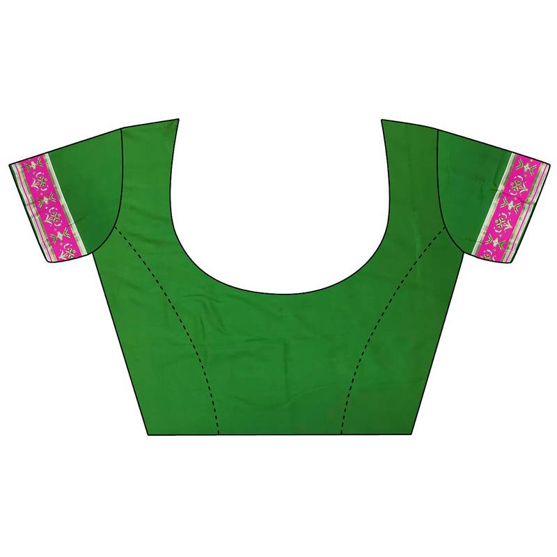 parrot green banarasi silk blend nature motifs zari weaving patola saree