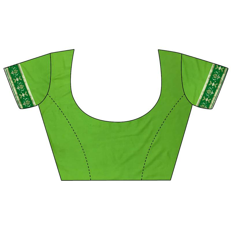 pear green banarasi silk blend nature motifs zari weaving patola saree