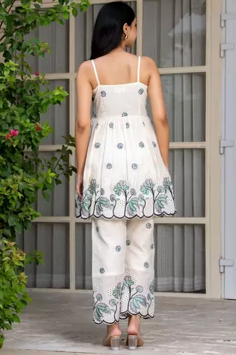 Off white emboridered co ord set