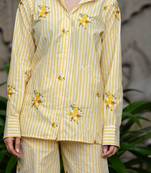 Yellow cotton emboridered co ord set