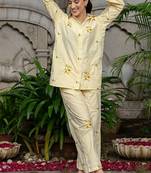 Yellow cotton emboridered co ord set