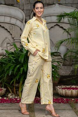 Yellow cotton emboridered co ord set 3