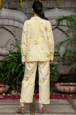Yellow cotton emboridered co ord set 4