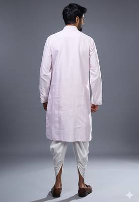 Pink silk kurta patiala for men's 4