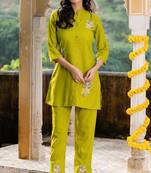 Green and emboridered co ord set