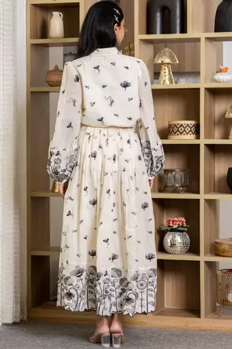 Off white and black skirt co ord set