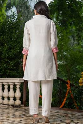 White and pink emboridered co ord set 4