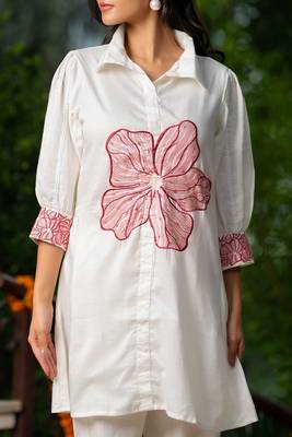 White and pink emboridered co ord set 5