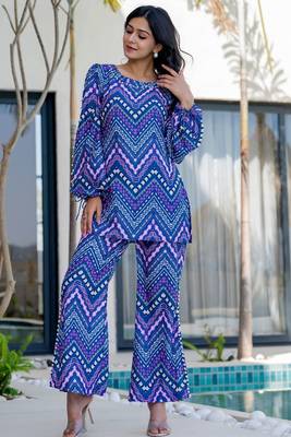 Navy blue printed co ord set 1