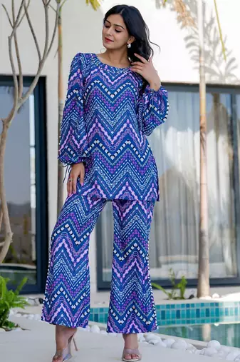 Navy blue printed co ord set