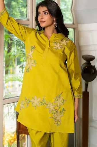 Light green emboridered co ord set