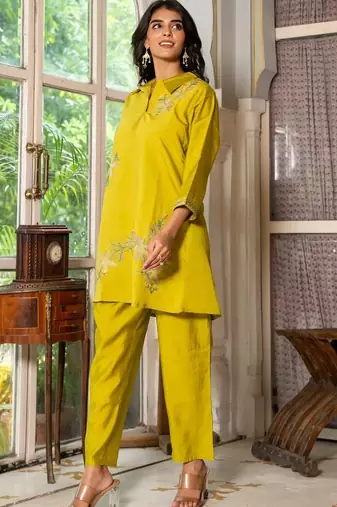 Light green emboridered co ord set