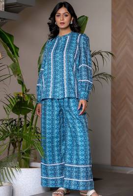 Navy blue printed co ord set 1