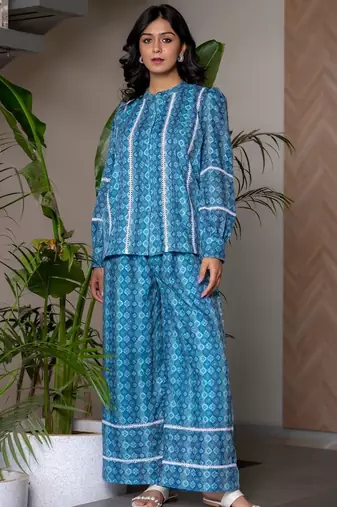 Navy blue printed co ord set