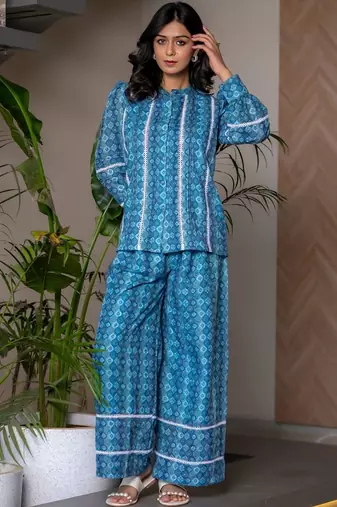 Navy blue printed co ord set