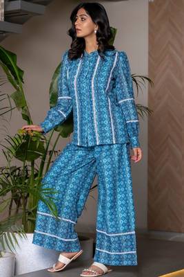 Navy blue printed co ord set 3