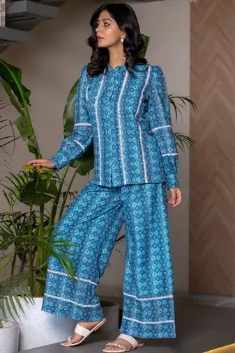 Navy blue printed co ord set