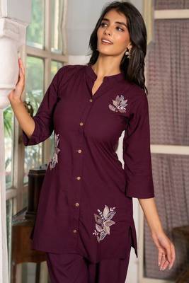 Maroon silk emboridered co ord set 5