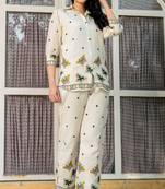 White cotton butterfly emboridered co ord set