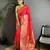 coral red soft lichi silk blend multicolour minakari zari weaving patola saree