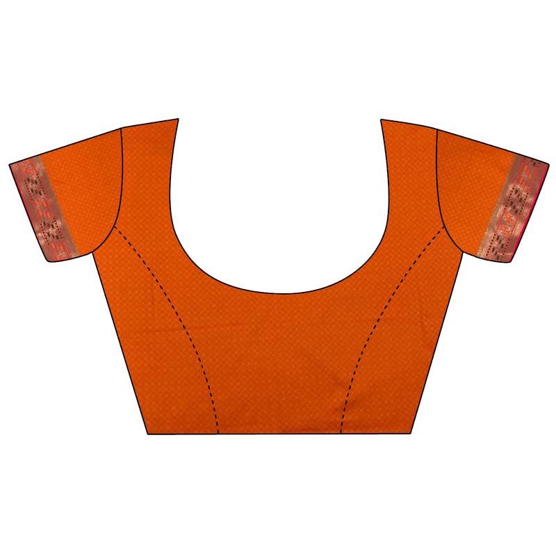 coral red soft lichi silk blend multicolour minakari zari weaving patola saree