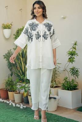 Off white and black emboridered co ord set 2