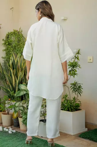 Off white and black emboridered co ord set