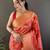 orange soft lichi silk blend rangcut jacquard zari weaving banrasi saree