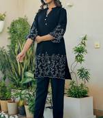 Black and silk emboridered co ord set