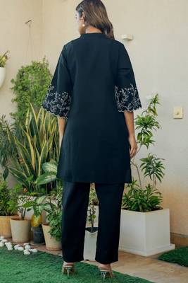 Black and silk emboridered co ord set 3