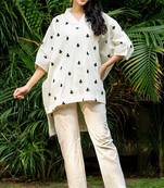 Off white and black emboridered co ord set