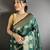 green soft banarasi silk blend jacquard zari weaving banarasi silk blend saree