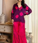 Pink tye dye printed satin co ord set