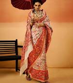 White Pashmina Cotton Silk Saree With Diaphanous Saree With Blouse For Women