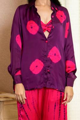 Pink tye dye printed satin co ord set 3