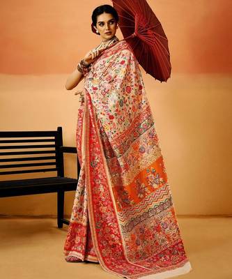 White Pashmina Cotton Silk Saree With Diaphanous Saree With Blouse For Women 2