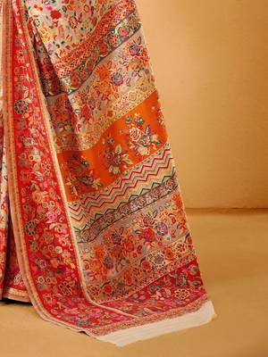 White Pashmina Cotton Silk Saree With Diaphanous Saree With Blouse For Women 5