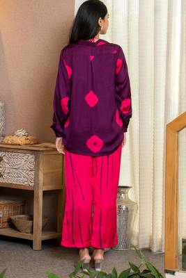 Pink tye dye printed satin co ord set 4