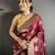 maroon soft banarasi silk blend jacquard zari weaving banarasi silk blend saree
