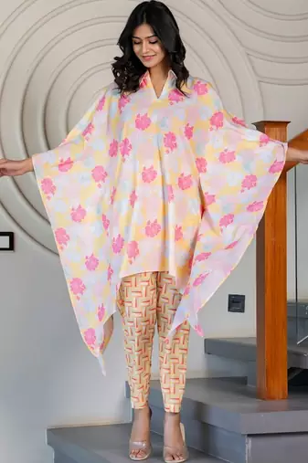 White floral printed muslin co ord set