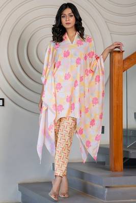 White floral printed muslin co ord set 3