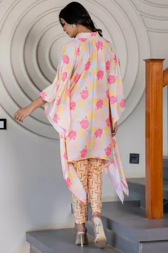 White floral printed muslin co ord set