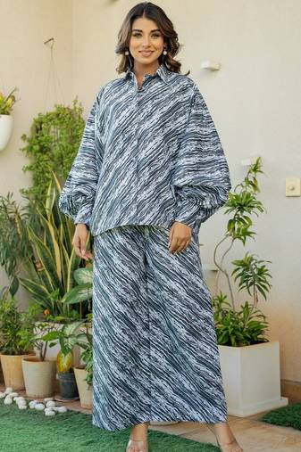 Grey striped printed co ord set