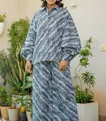 Grey striped printed co ord set