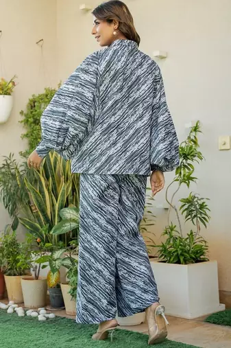 Grey striped printed co ord set