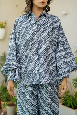 Grey striped printed co ord set 5