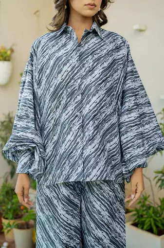 Grey striped printed co ord set