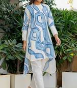 White and blue printed co ord set