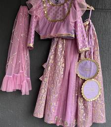 Purple embroidered organza lehenga set